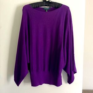 Ralph Lauren dolman 3/4 sleeve boatneck knit sweater - purple XL